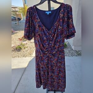 Draper James Navy Floral Midi Dress